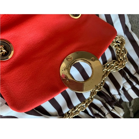 Henri Bendel Pebbled Leather Bag Gold Chain Shoulder Crossbody Bag - Picture 12 of 17